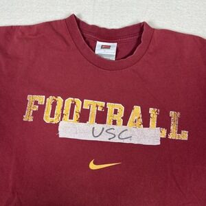 Vintage Nike Team USC Trojans Shirt Mens L Red Football Mini Swoosh Y2K
